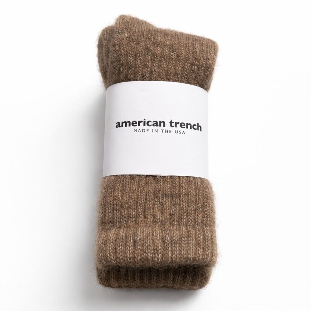 American Trench Alpaca Crew Socks Elk Brown Cozy USA Made Women’s M NWT